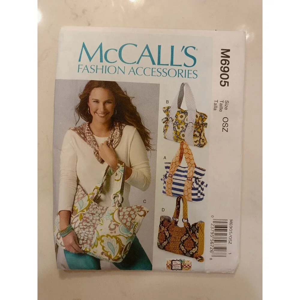 McCall's Pattern 6905 Tote Vintage Bow Tied Sides Never Used